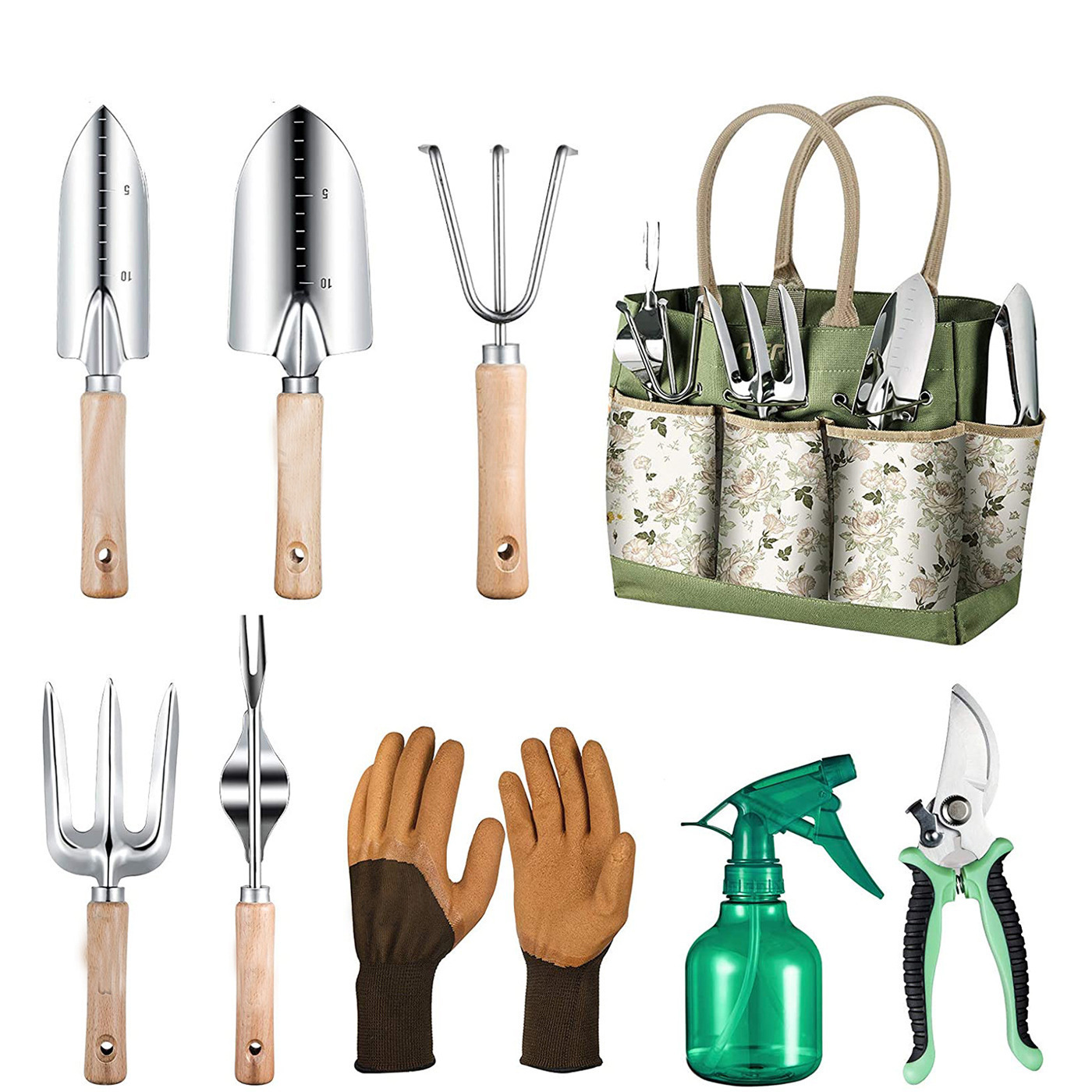 Gardening Tools Women - 9-częściowy zestaw narzędzi ogrodniczych z wytrzymałymi
